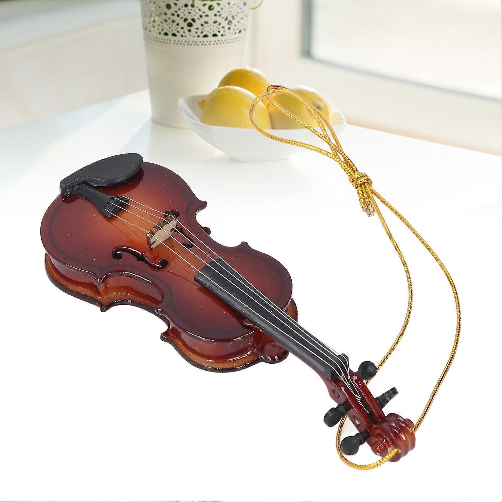 Miniature Violin High Simulation Mini Wooden Violin Model Ornament for Music Lovers and Collectors 