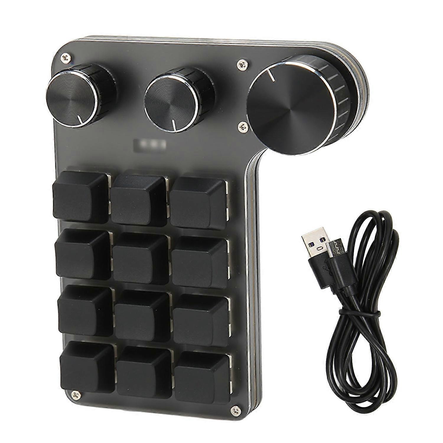 12 Key 3 Knob Mechanical Keyboard Red Switch Waterproof Dustproof Volume Control Multifunctional Key