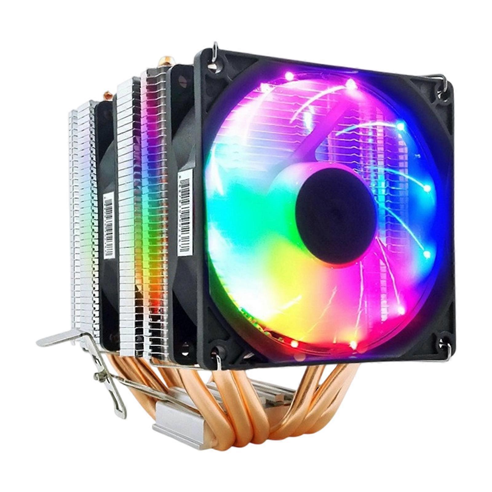 Universal CPU Coolers Double Tower Cooling System 6 Copper Tubes PWM Smartests Fan Rgbs Lights Easy Installation Processors Multicolor