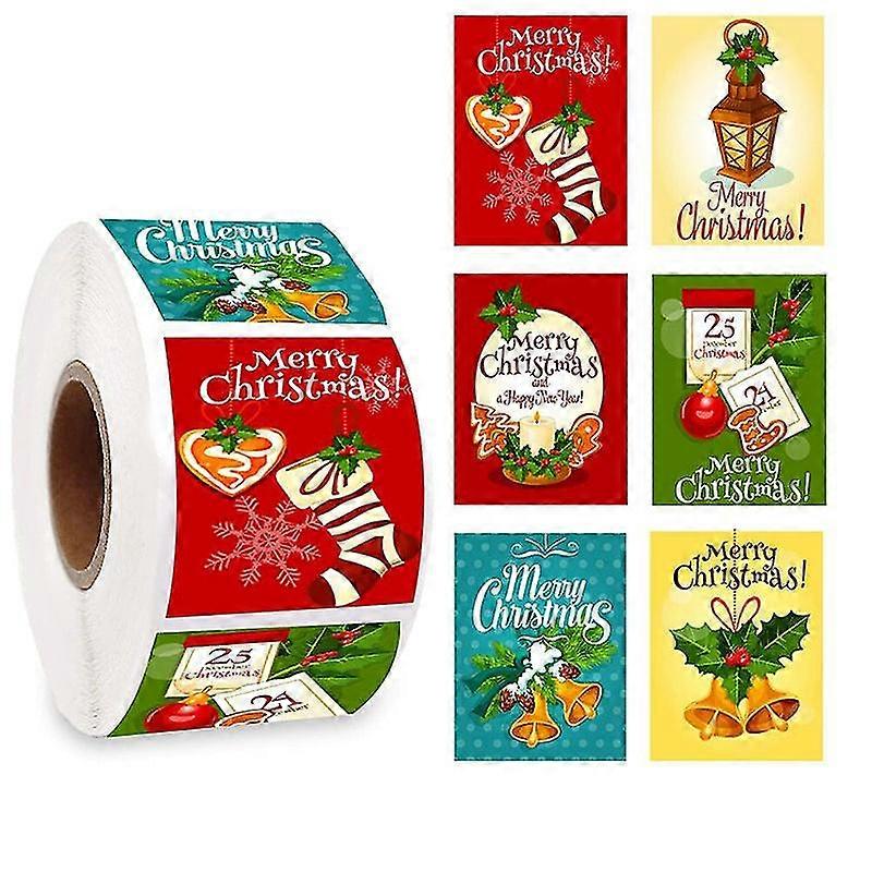 Festive Labels 6 Pattern Square for Christmas Tree Sticker Collection
