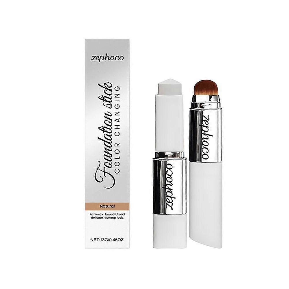 2-in-1 Color Changing Foundation Stick Auto Match Skin Tone Lightweight Moisturizing High Coverage Sensitive Skin Friendly