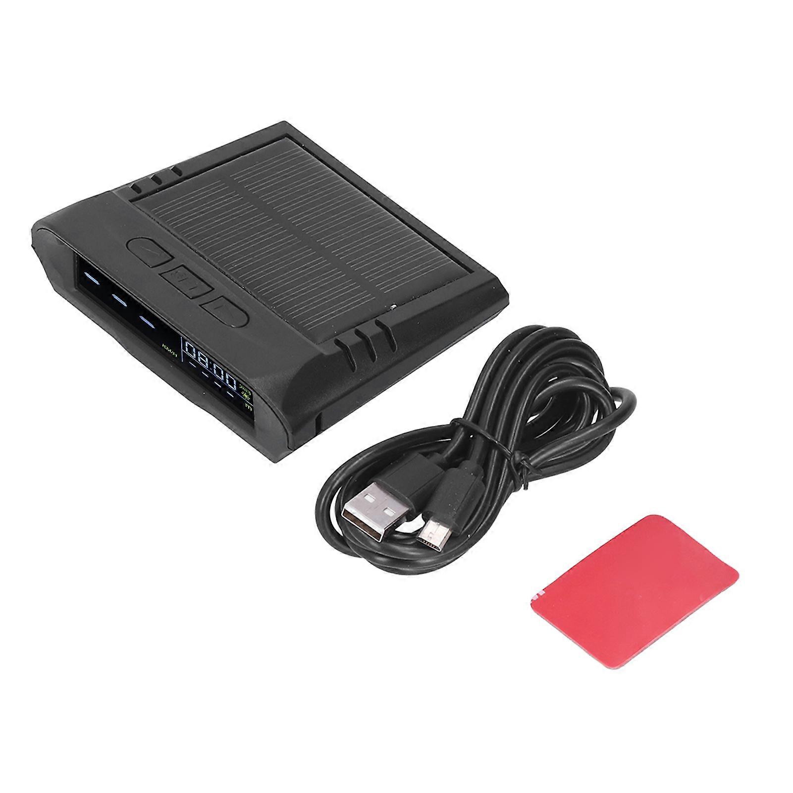 Over speed alarm HUD display for car with solar power