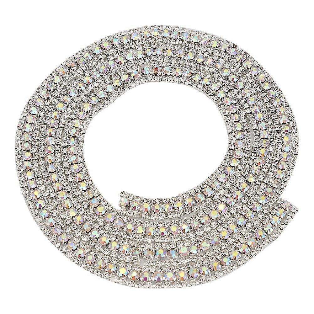 3 Rows Diamond Mesh Wrap Roll Sparkle Crystal Rhinestone Ribbon Decoration (Silver)