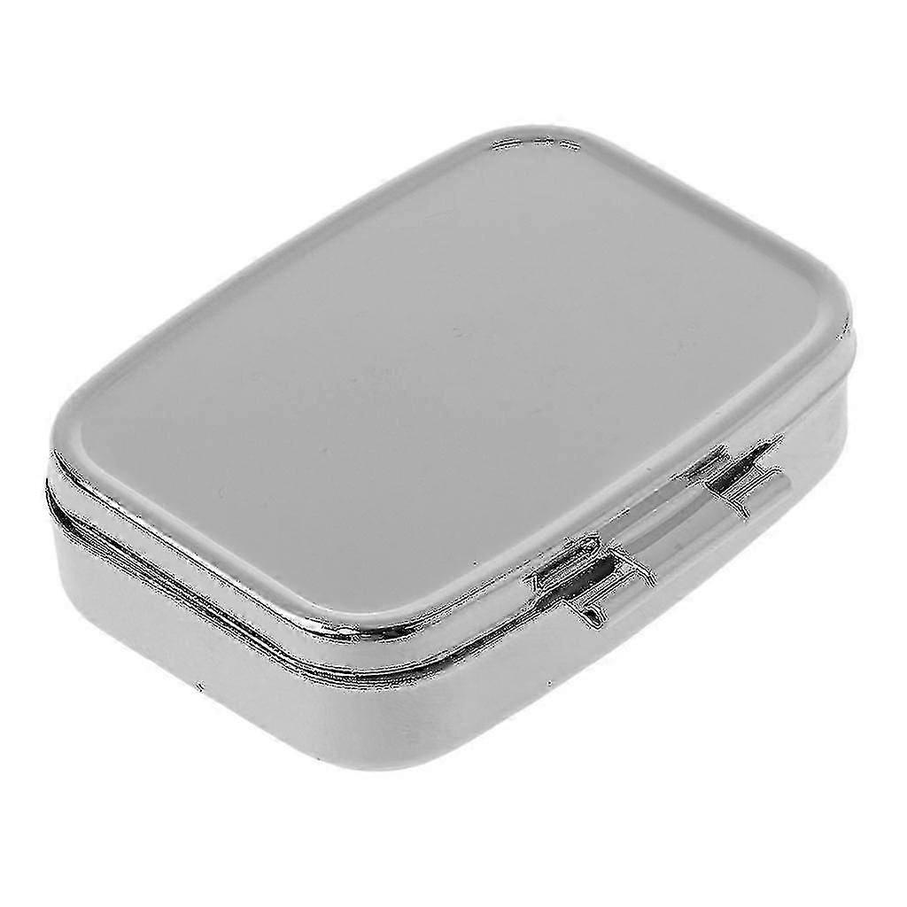 5.6x4.2 سم مستطيل الفولاذ المقاوم للصدأ حبوب منع الحمل حالة - حامل منظم حبوب منع الحمل الصغير ، فضي