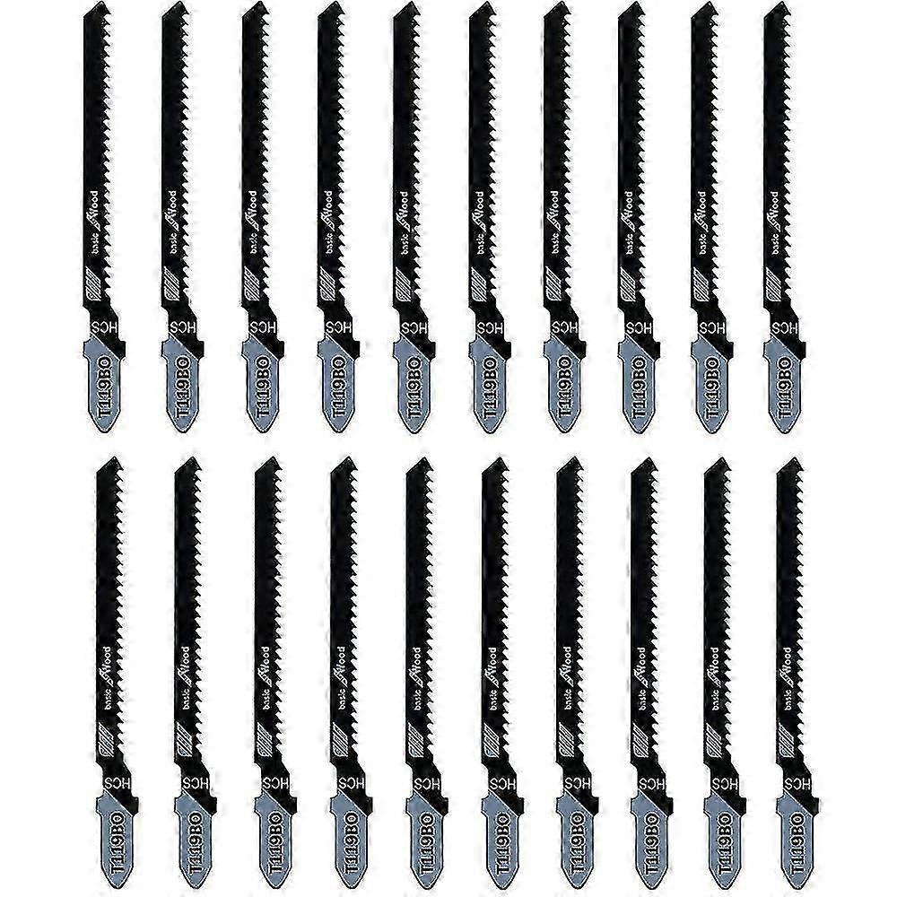 20-piece T119bo 12 Tpi Assorted T-shank Scrolling Jig Saw Blades Set For Precision Cutting Wood