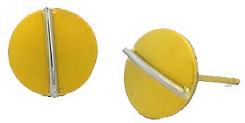 Ti2 Titanium Jungle Round Stud Earrings - Yellow