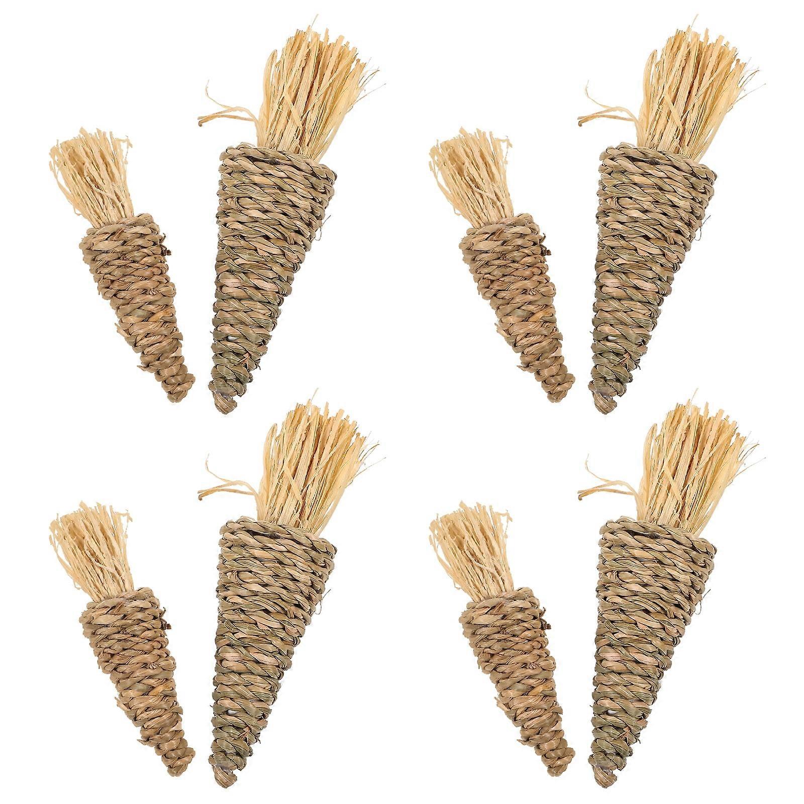 Rustic Decor Easter Tabletop Decorations Straw Carrot Pendant Garden Hanging 8 Pcs