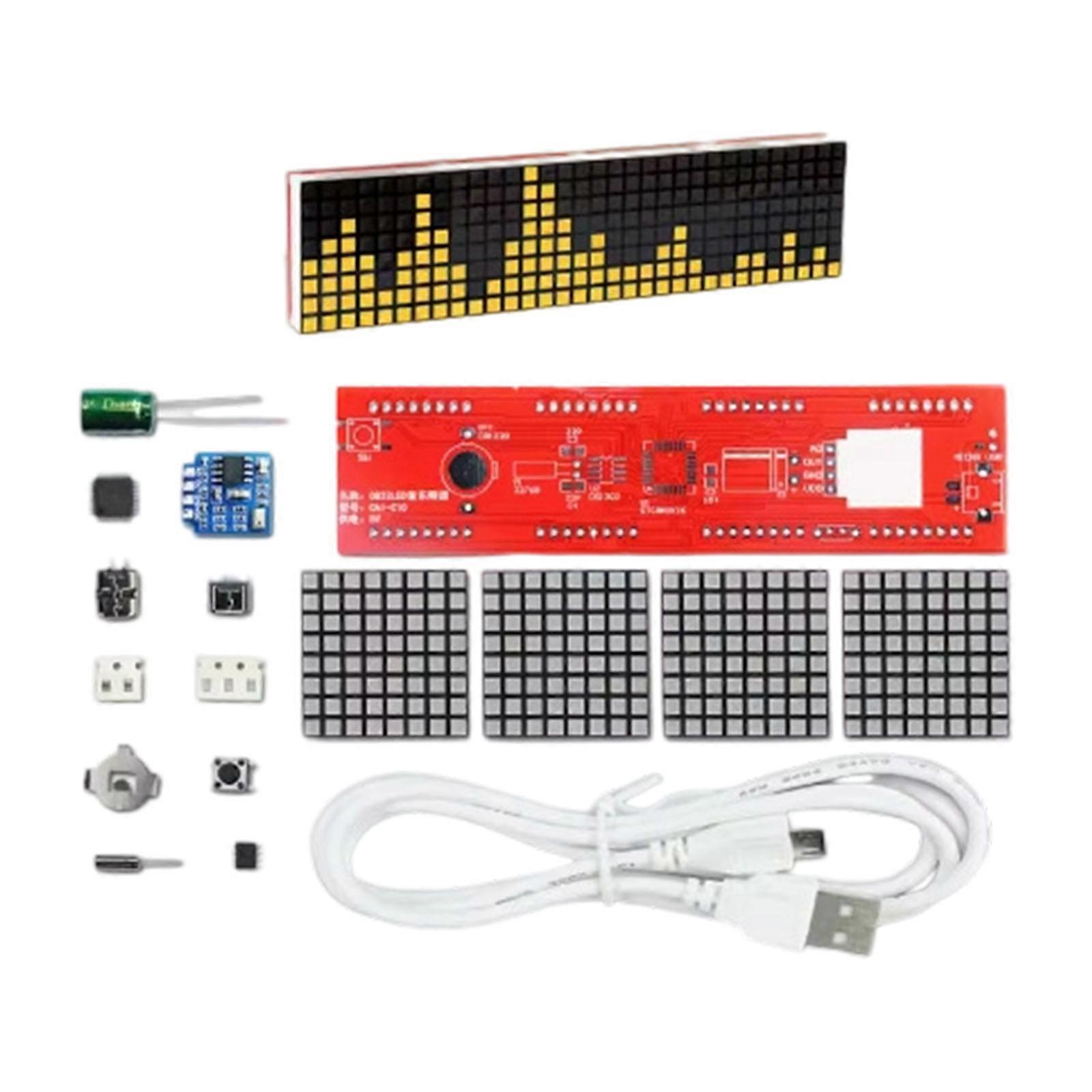 Multifunctional LED Music Visualizers Assembly Project Featuring Digital Clock Display And PC Materials  Yellow light square 