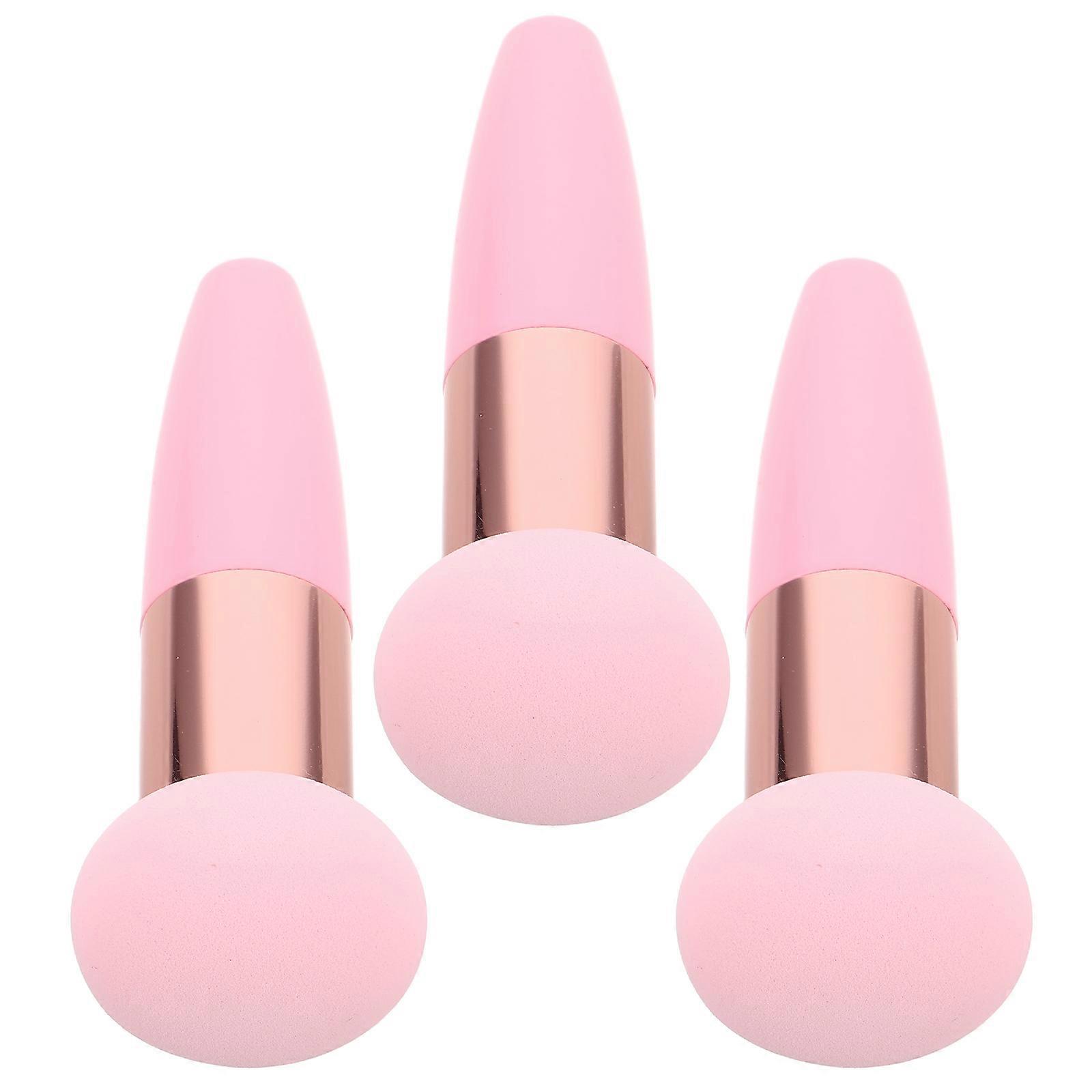 Pink Mushroom Head Makeup Sponge Applicator for Powder 3Pcs Set