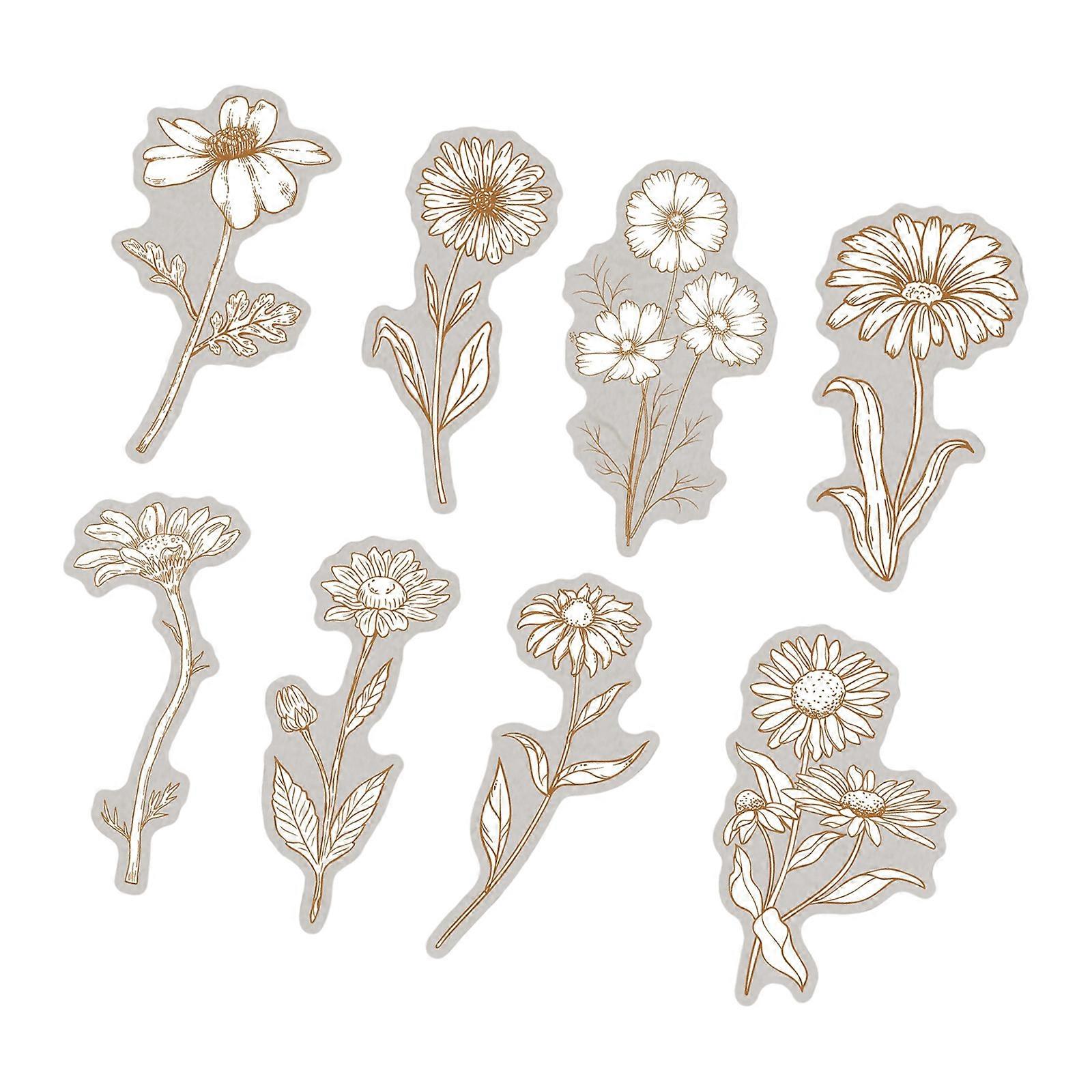 Clear Journaling Sticker Phone Case Sticker Adhesive Retro Flower Designs PET Texture for Notebook and Crafting Multicolor