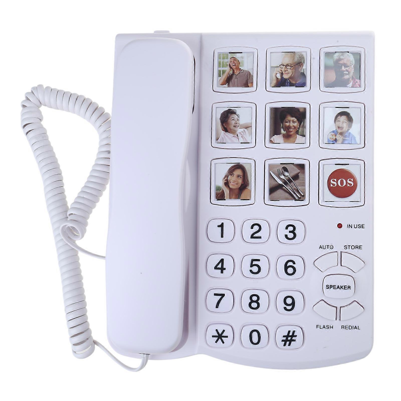 Fixed Landline Phone Adjustable Sound Home Telephone With Large Buttons, Memory Function for Elderly Multicolor