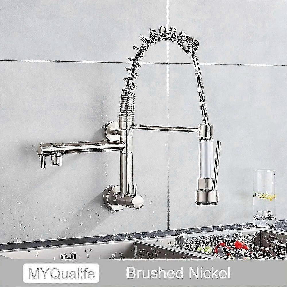 Chrome Noir Pull Down Robinet De Cuisine Simple Eau Froide Double Pivotant Bec Mitigeur Mural Robinet 360 Rotation Robinet De Salle De Bain