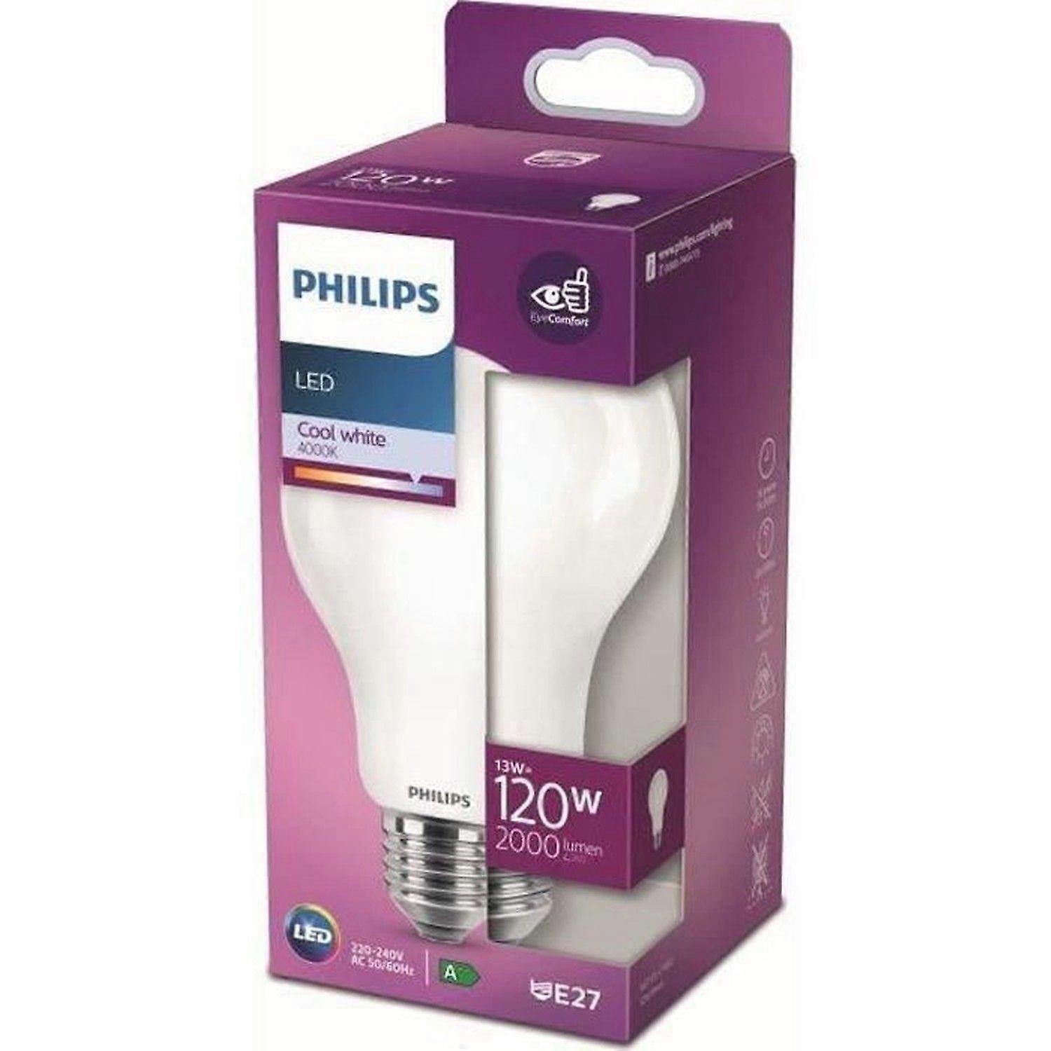 120W equivalent E27 cool white non-dimmable LED bulb, glass