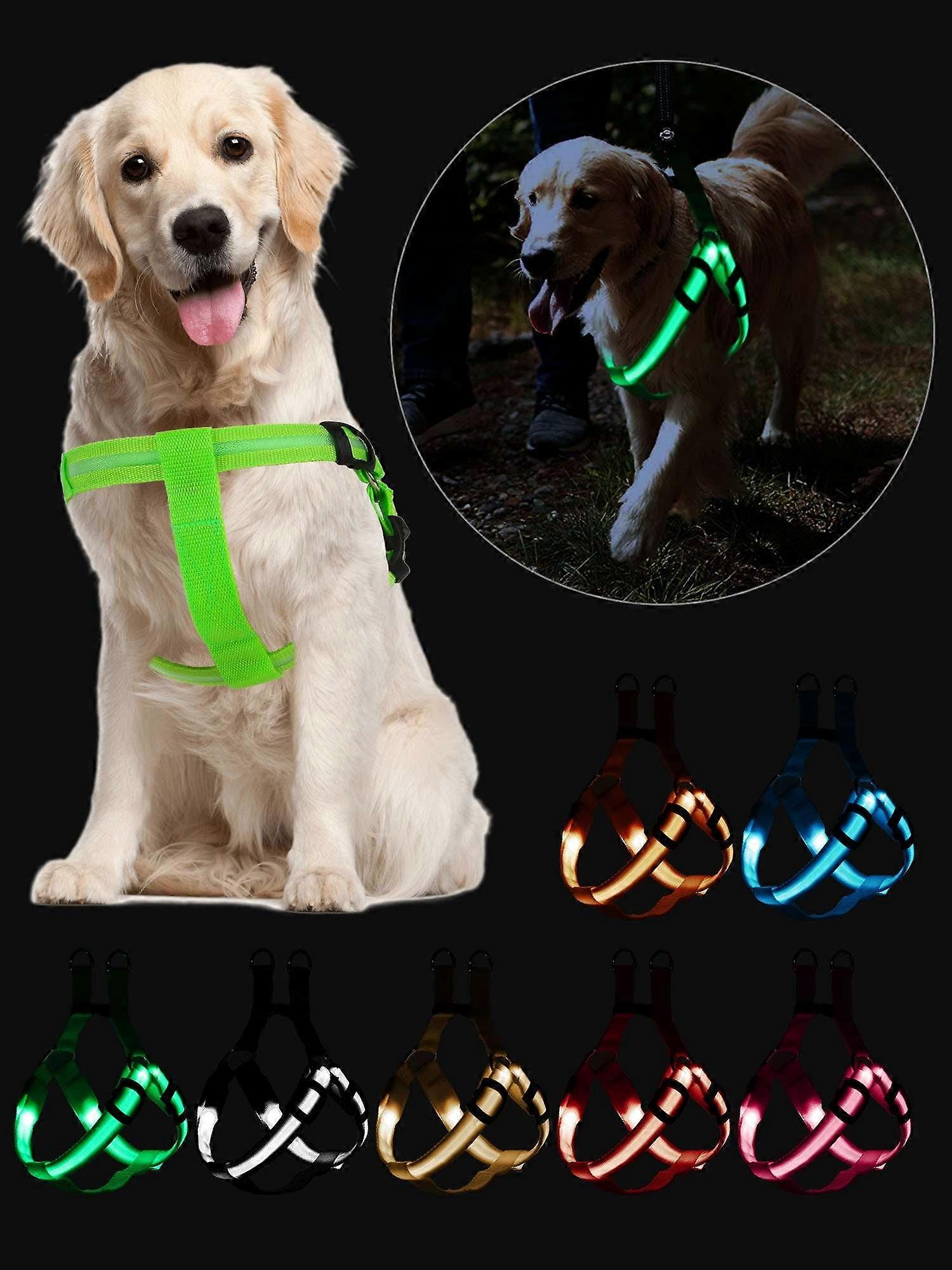 Luxtrada Light Up Dog Harness No Pull LED Dog Harness with Handle Rechargeable Lighted Dog Vest Harness for Small/Medium/Large Dogs (Pink,S)