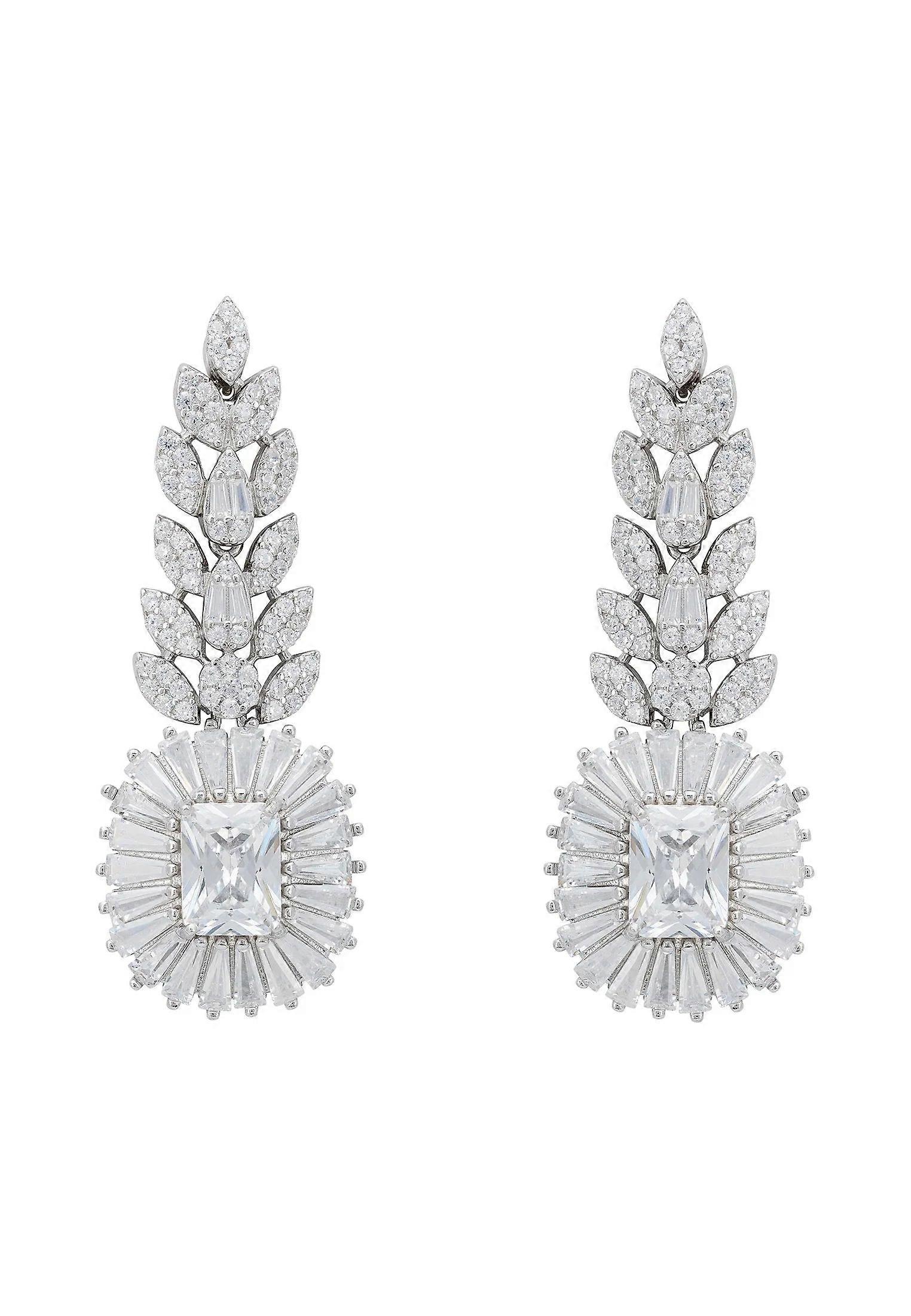 Latelita Countess Gemstone Drop Earrings with Moissanite and Simulated Diamonds in Sterling Silver for Women