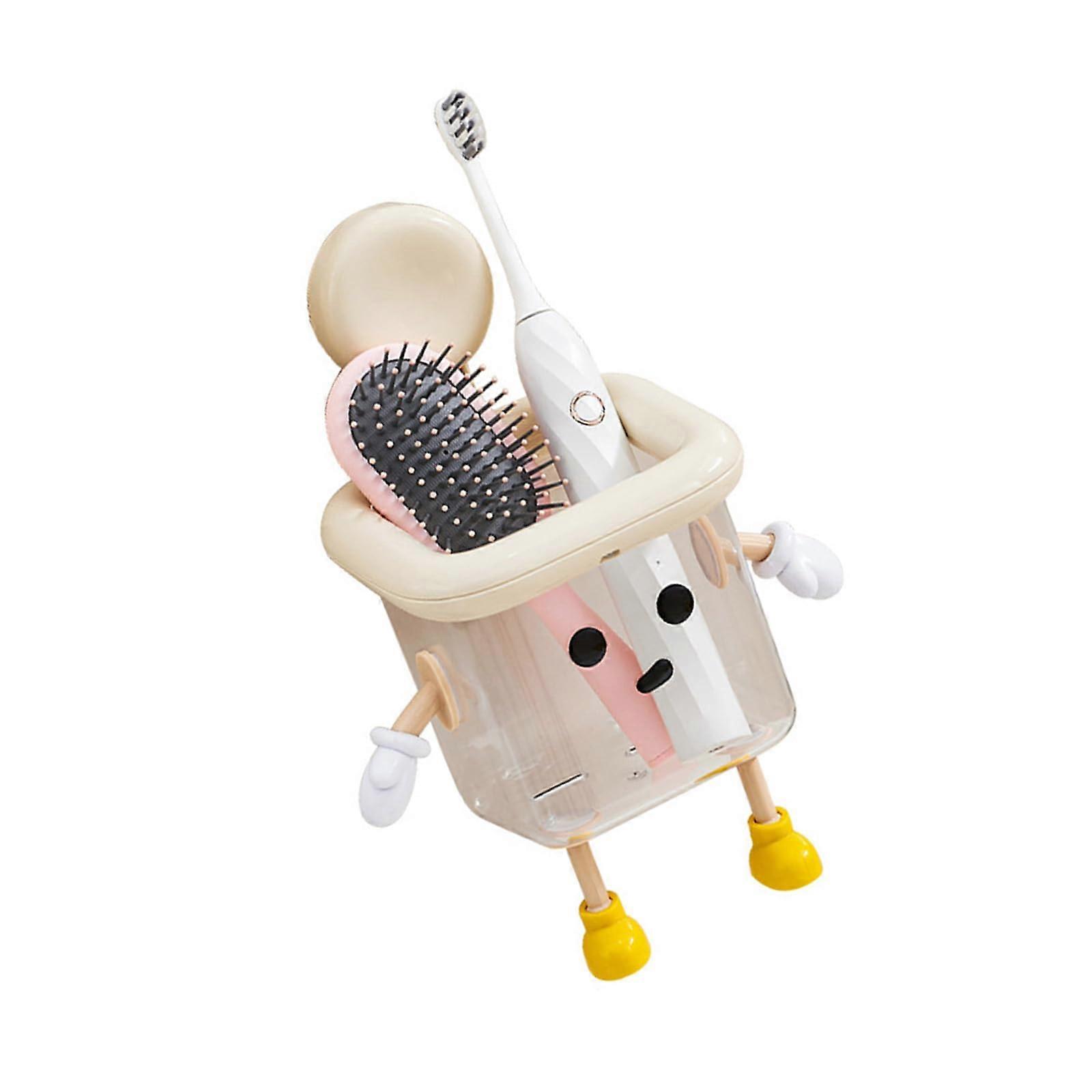 Toothbrush Holder Wall Mounted with Suction Cup Transparent Bathroom Organizer for Toothpaste Storage