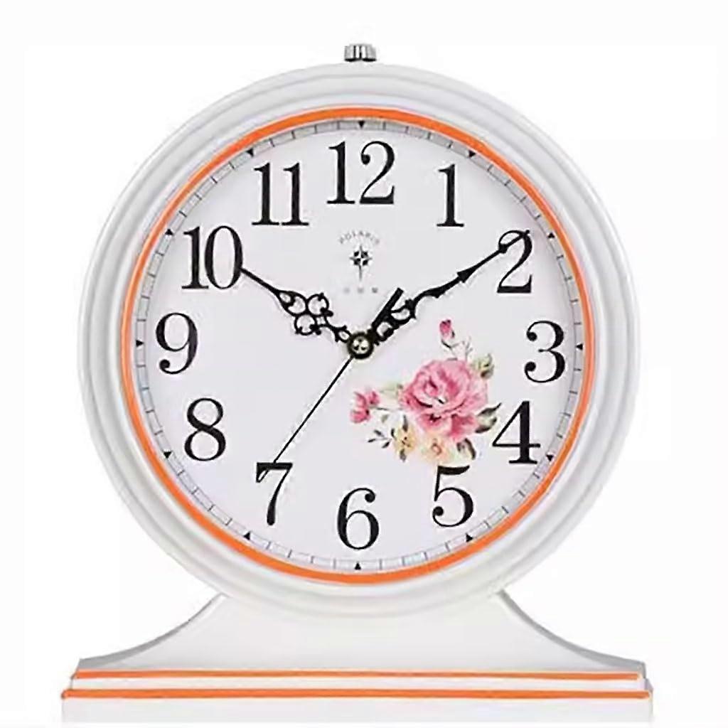 Antique Fireplace Mantel Clock with Silent Quartz Movement for Desk or Shelf Decor White/Brown