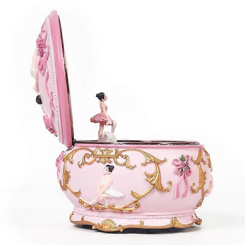 Classical Ballerina Music Box LED lights Twinkling Resin Carved Collectible Mechanical Ballerine
