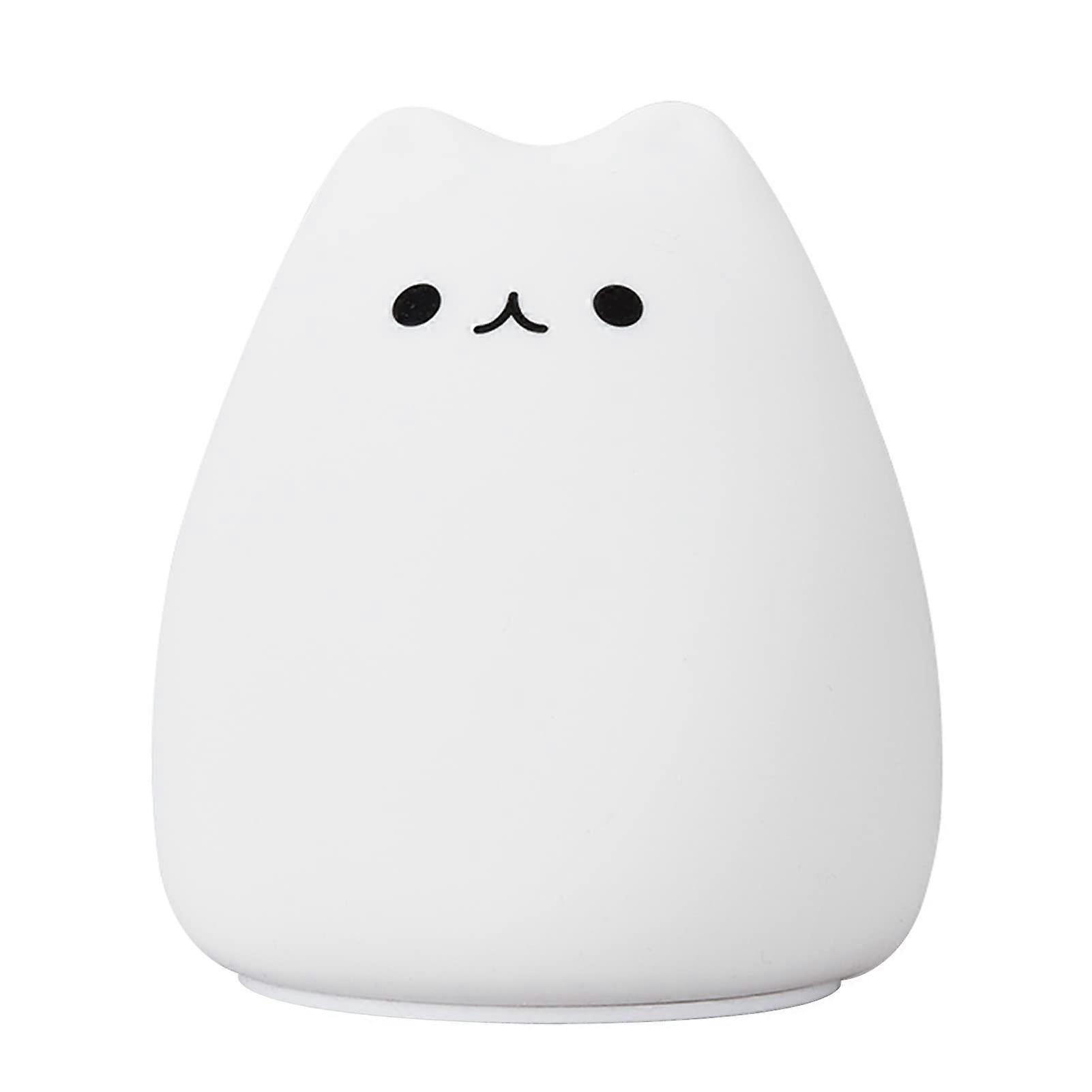 Silicone Cat Night Light With MultiColor LED Display, ABS Plastic Construction, Smiling Design, Battery Not Included