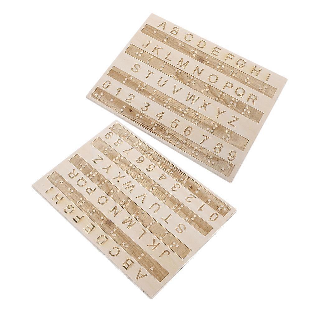 Learning Braille Board 2 Pcs Wooden Braille Alphabet Board For Low Vision Users Rectangular Shape 22X16X0.5CM Compact Design