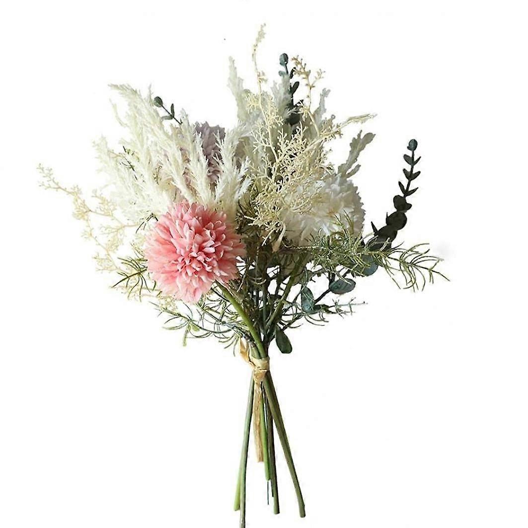 Artificial Flowers Dandelion Eucalyptus Bouquet with Realistic Vibrant Blooms for Wedding and Home Décor