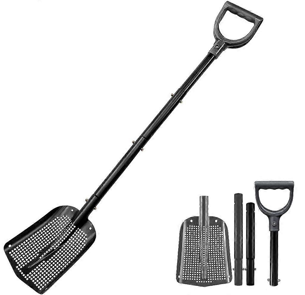 Sand Sifter Shovel with Ergonomic Long Handle, Lightweight Aluminum Scoop for Beach and Chicken Coop