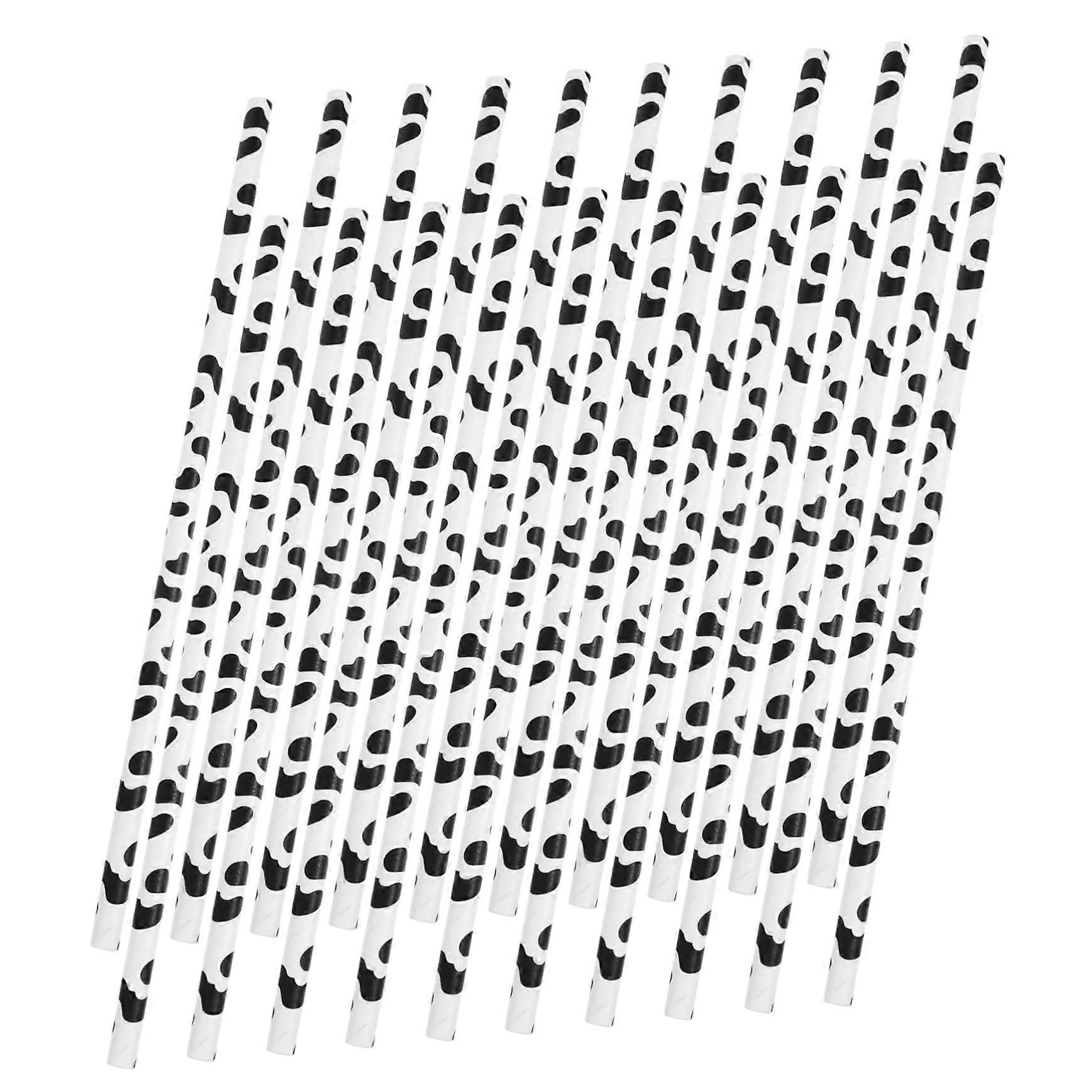 60Pcs Cow Print Paper Straws Biodegradable EcoFriendly Party Drinking Straws for Birthday