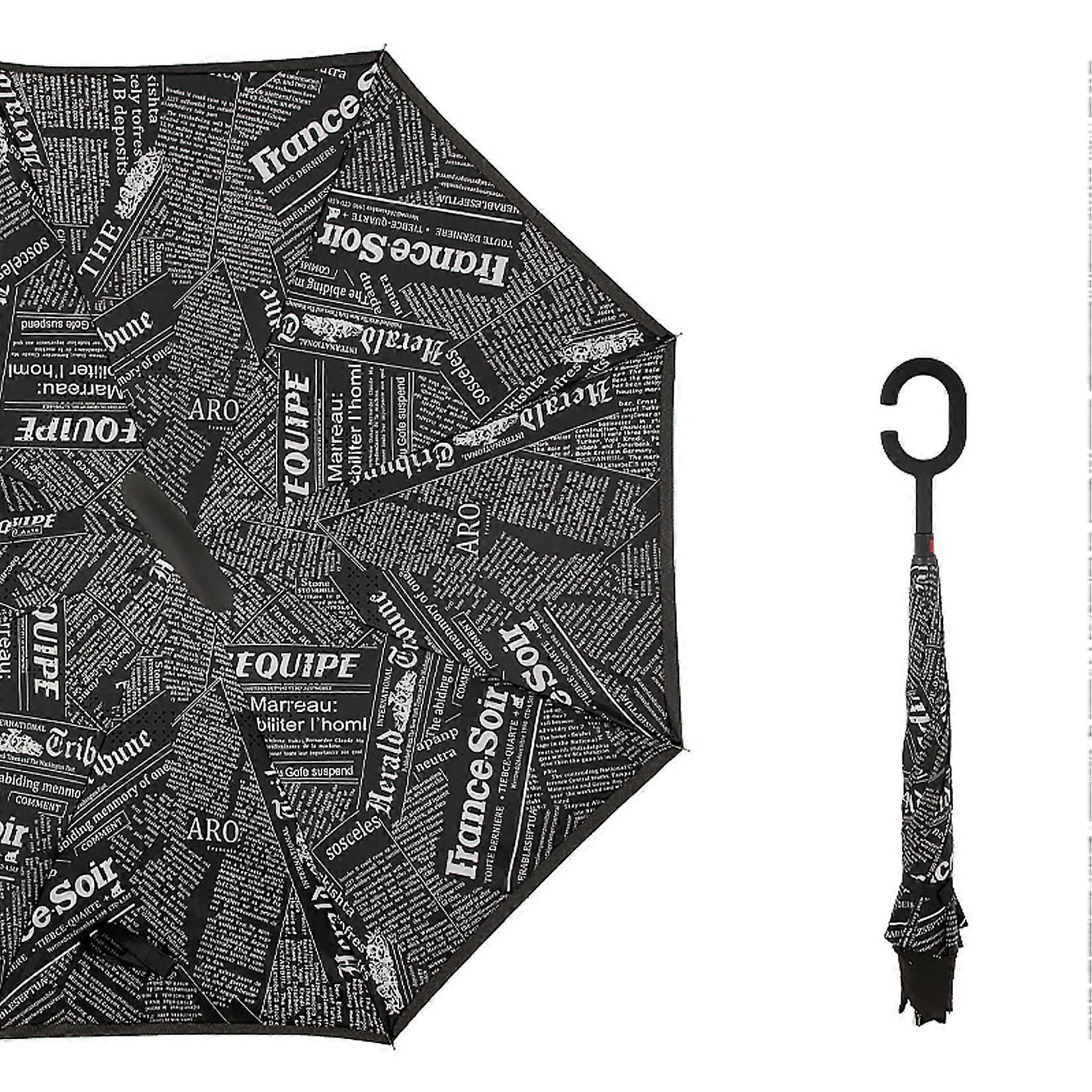 Large Windproof Golf Umbrella 123cm DoubleLayer Canopy Wooden Handle Automatic Open Sun Protection