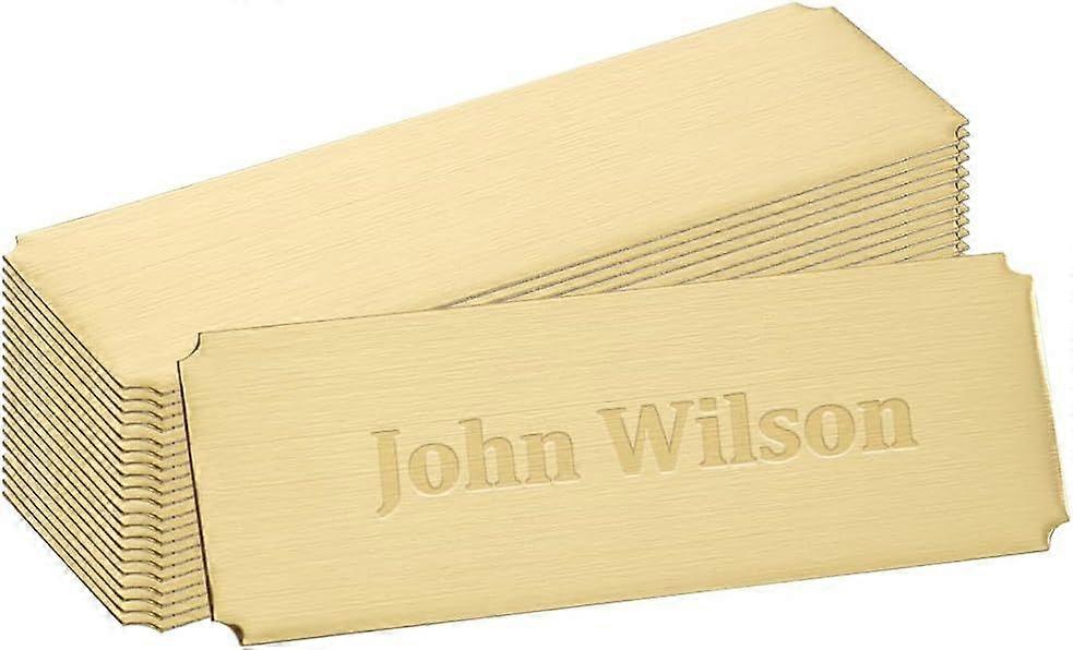 30Pcs Golden Name Plates Laser Engraved 76mm Self-adhesion Stainless Steel Type Business Cards Rectangle Solid Blank Name Tag Frame Name Card Holders 