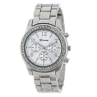 Montre-bracelet pour femme en acier inoxydable ornée de pierres imitant le diamant