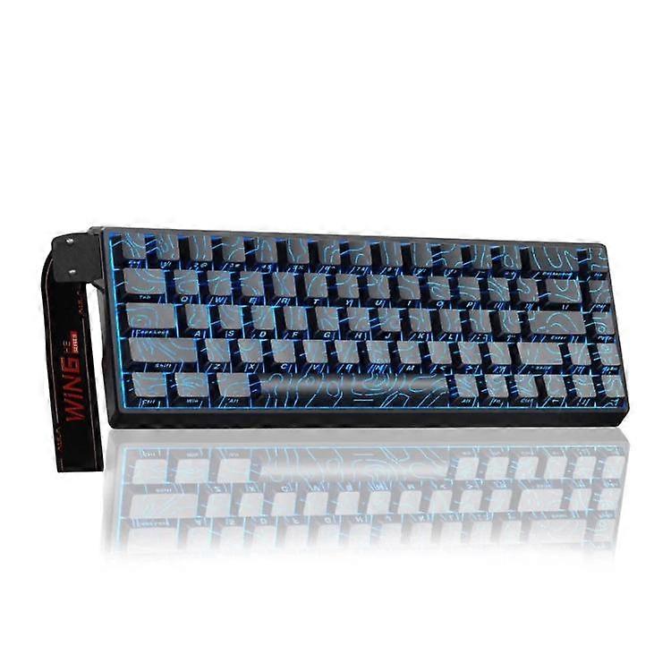 AULA WIN68HE Standard Version 87 Keys RGB Wired Keyboard WIN68HE Black Contour Lines Grey Wood Magnetic Axis