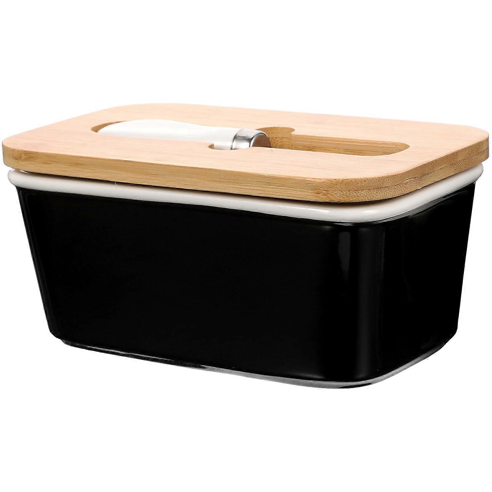 Large Ceramic Butter Dish with Lid and Cutter, Airtight Butter Keeper for Freshness Preservation