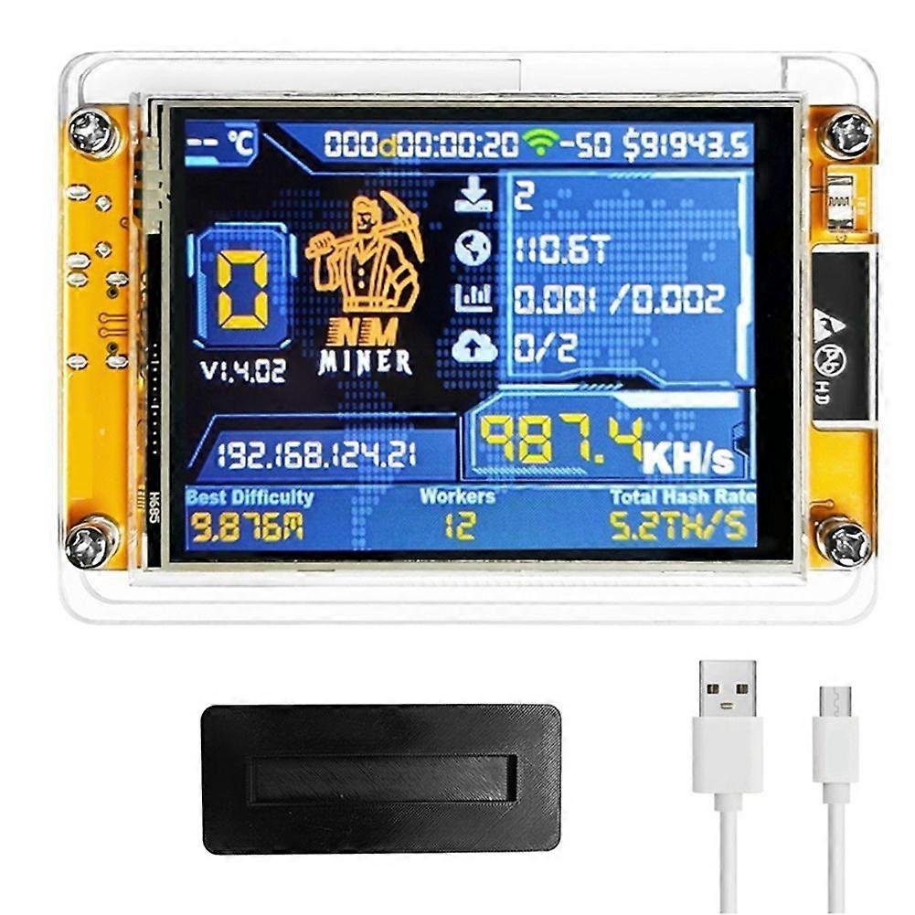 990KH/S NMMiner NerdMiner+Stand 2.8 Inch Smart Display Upgraded Harshrate Bitcoin Crypto Solo Lottery Miner NerdMiner