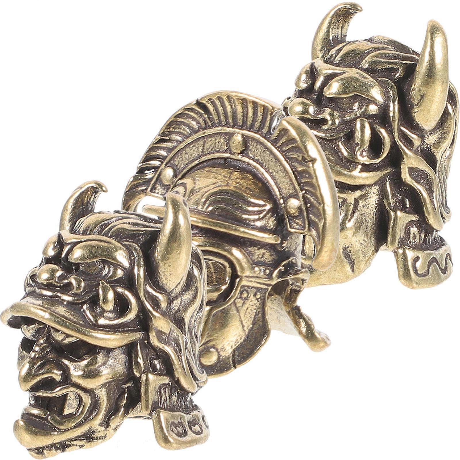 Dark Brown Brass Samurai Pendant for Keychain DIY 6Pcs Set