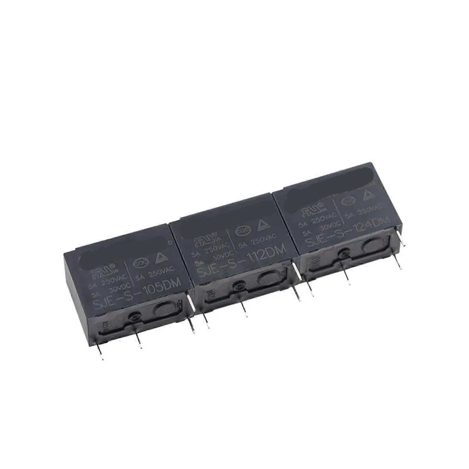 SJE-S-112DM Relay 5V 12V 24V 4-Pin DC Relay Module SJE-S-105/112/124DM 5-Pcs Set for Automotive and Circuit Applications