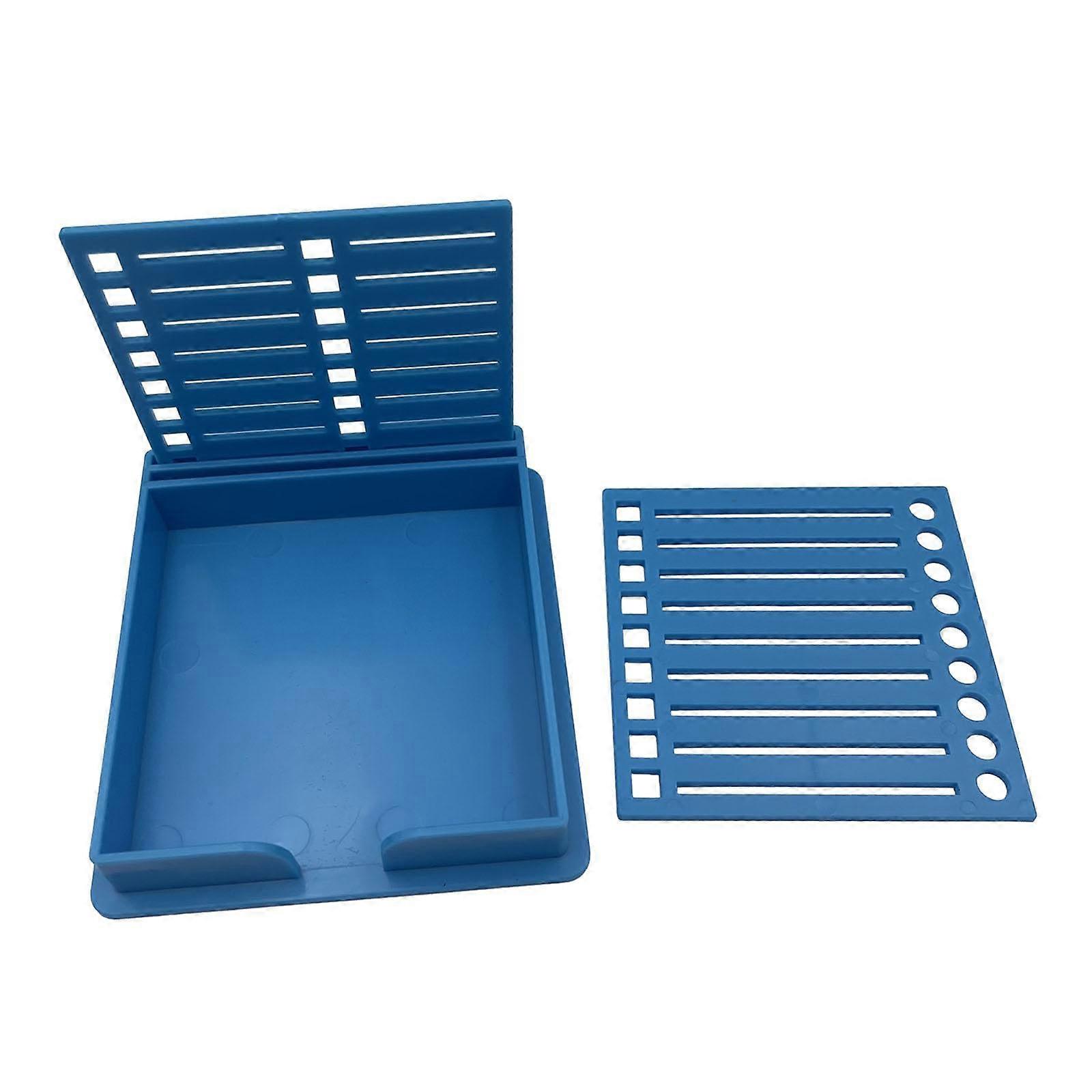 Sticky Notes Holder with Stencil, Durable 3x3 Dispenser for Desk Office Classroom, Blue