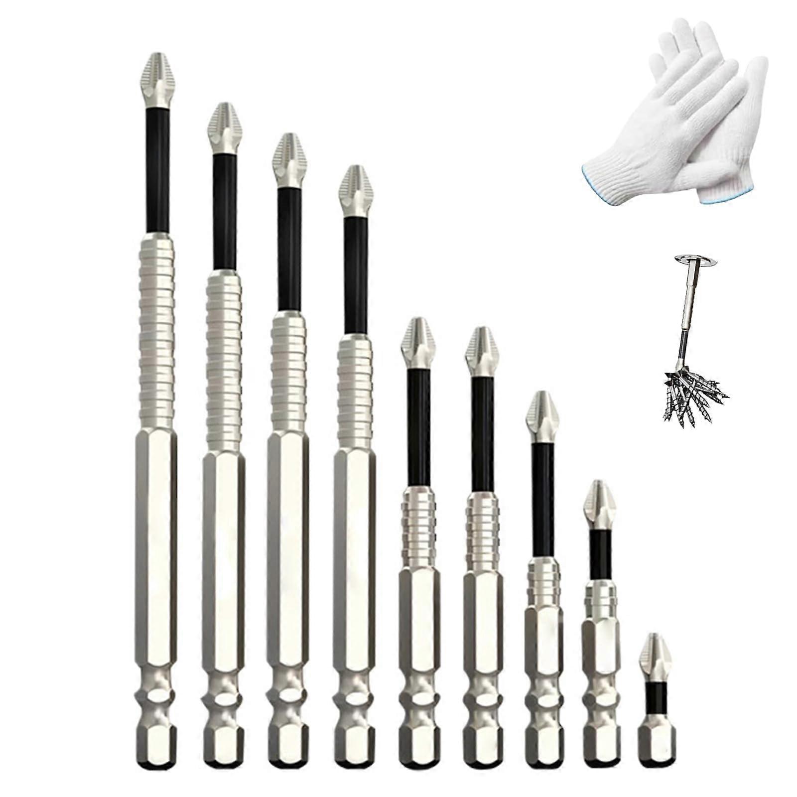 Magnetic Screwdriver Bit Set 9pc Strong Grip Phillips Drill Bits Durable Steel for DIY and