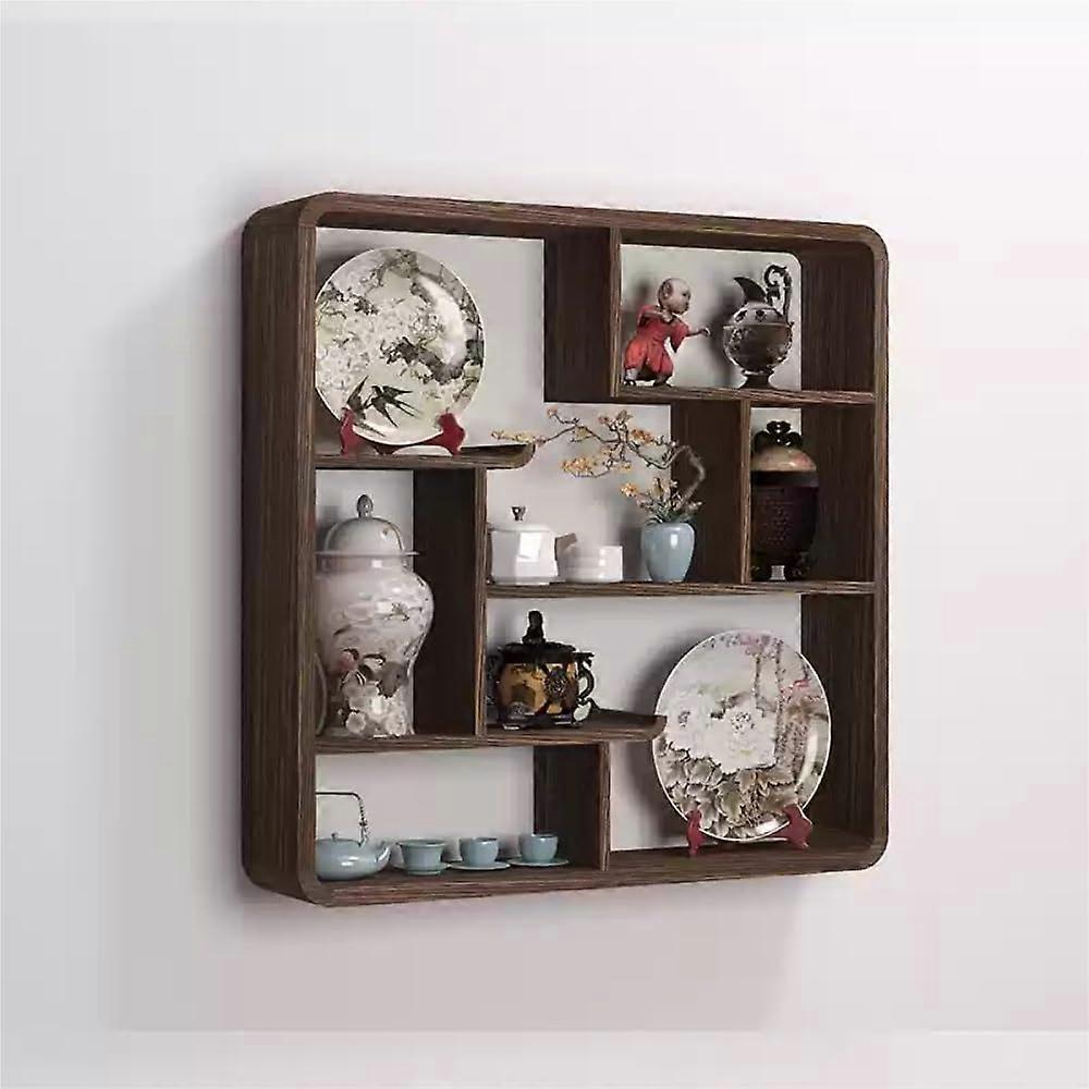 Solid Wood Wall Mounted Display Shelf with MultiCompartment Design for Collectibles Small