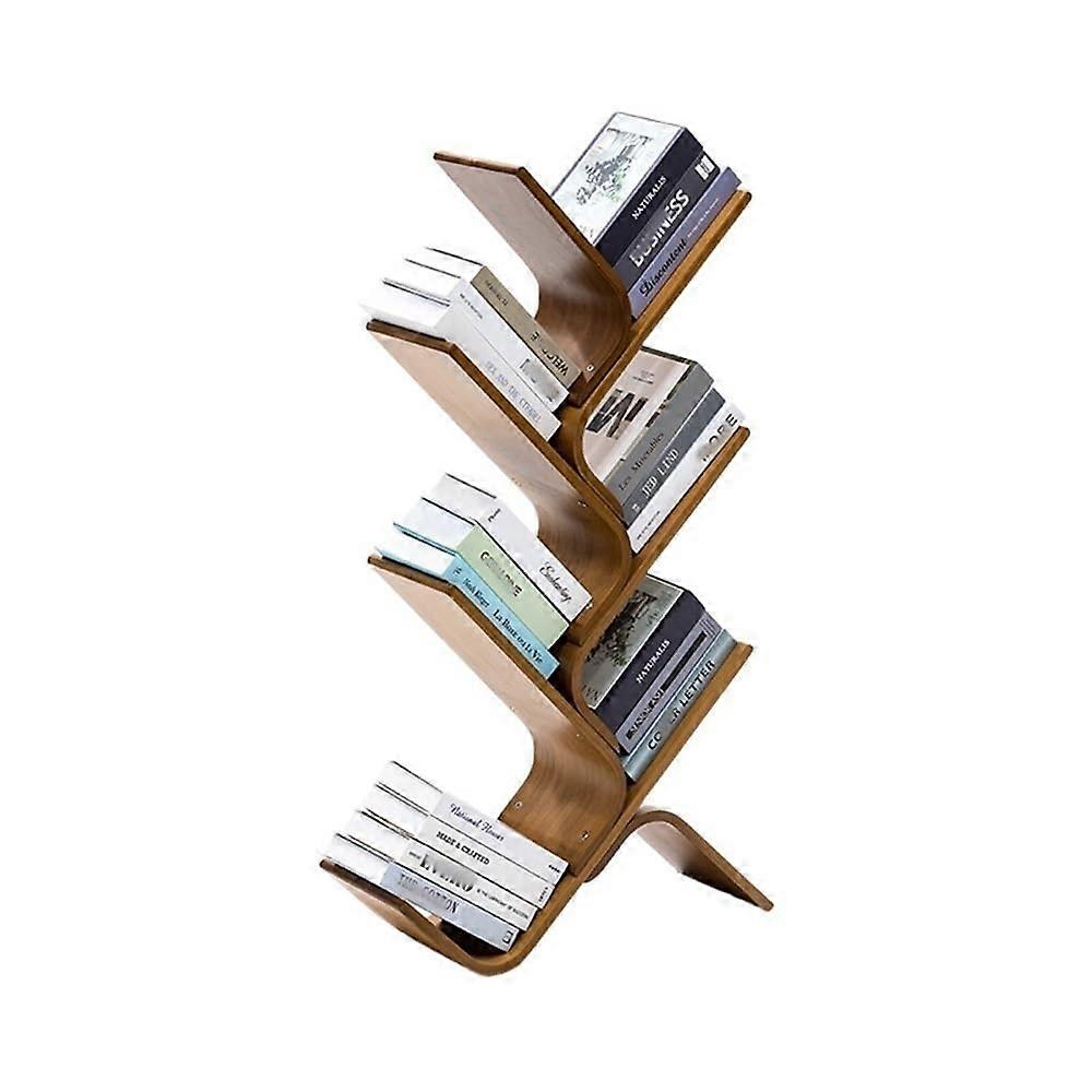 Tree Bookshelf with MultiTier Storage, Modern Wooden Bookcase for Living Room, 42.5x7.9x23.2in
