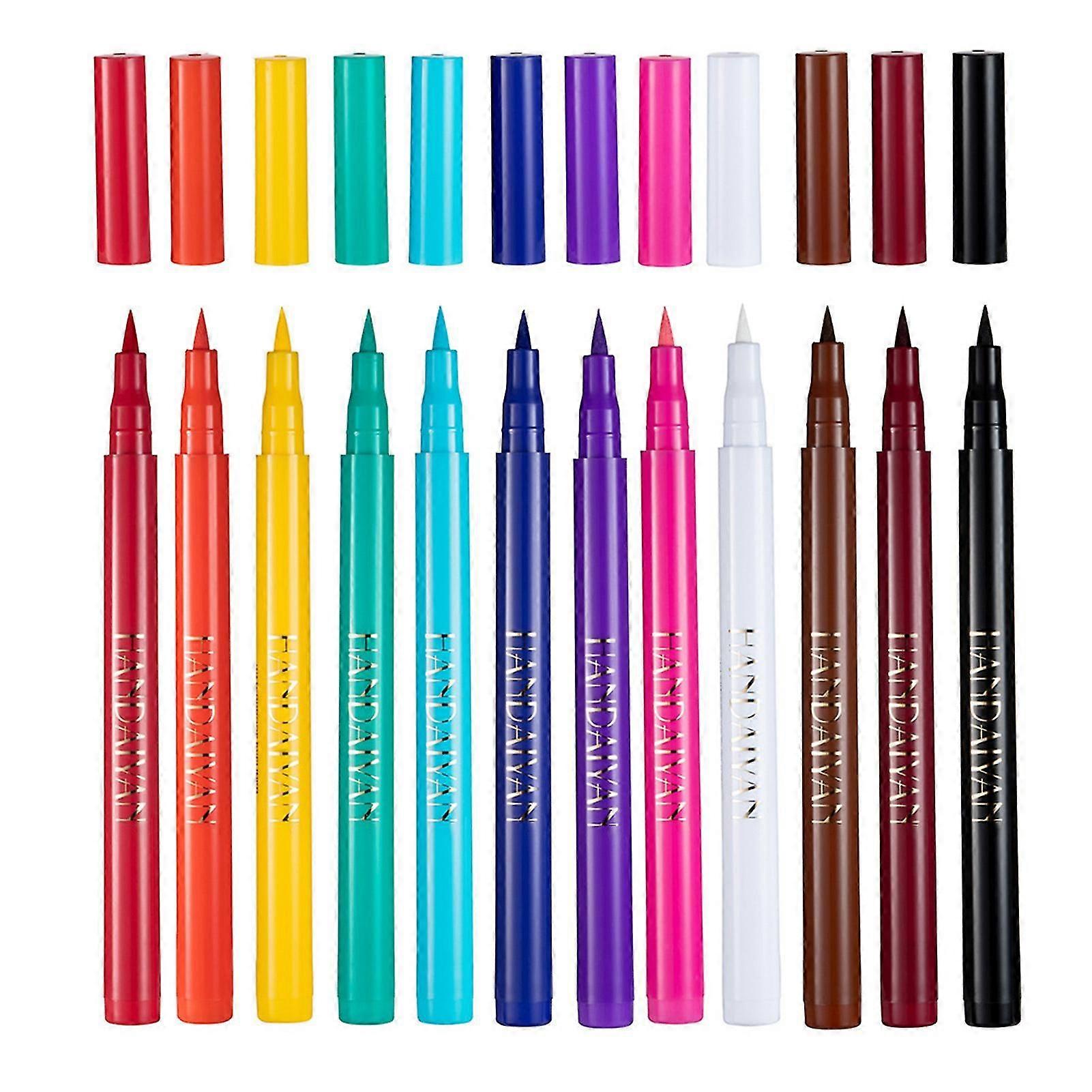 12pcs/box Colored Eyeliner Smudge-proof Quick-drying Matte Liquid Eye Liner Pen For Makeup