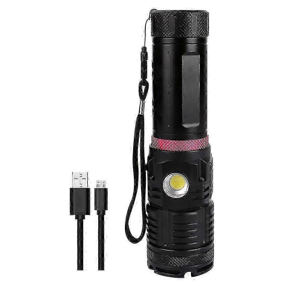 Led Lamp P120+3t6+cob Flashlight Most Powerful Usb Zoomable Flashlight Tactical 26s