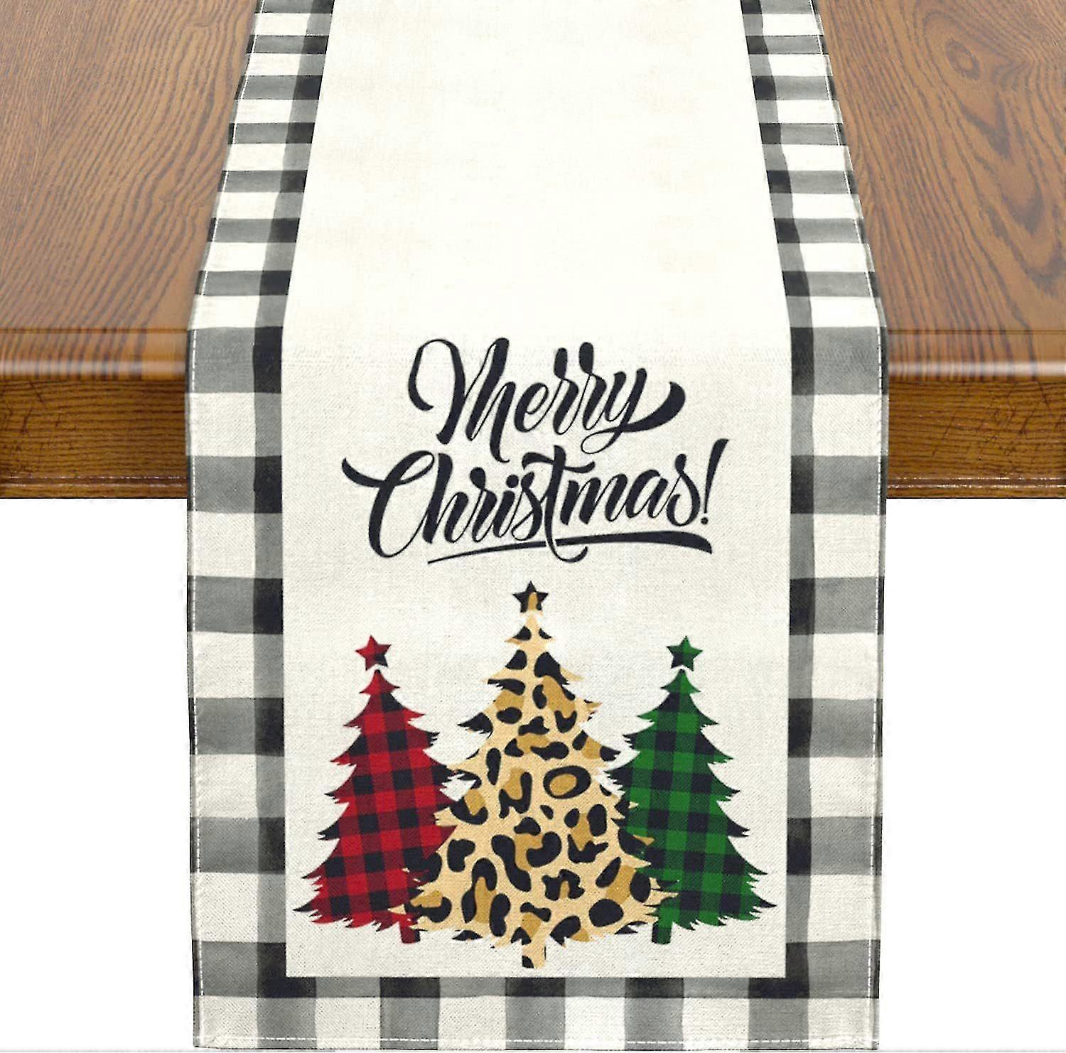 1pc, Lin Table Runner, Christmas Theme Table Runner, julepynt, Santa Claus Winter