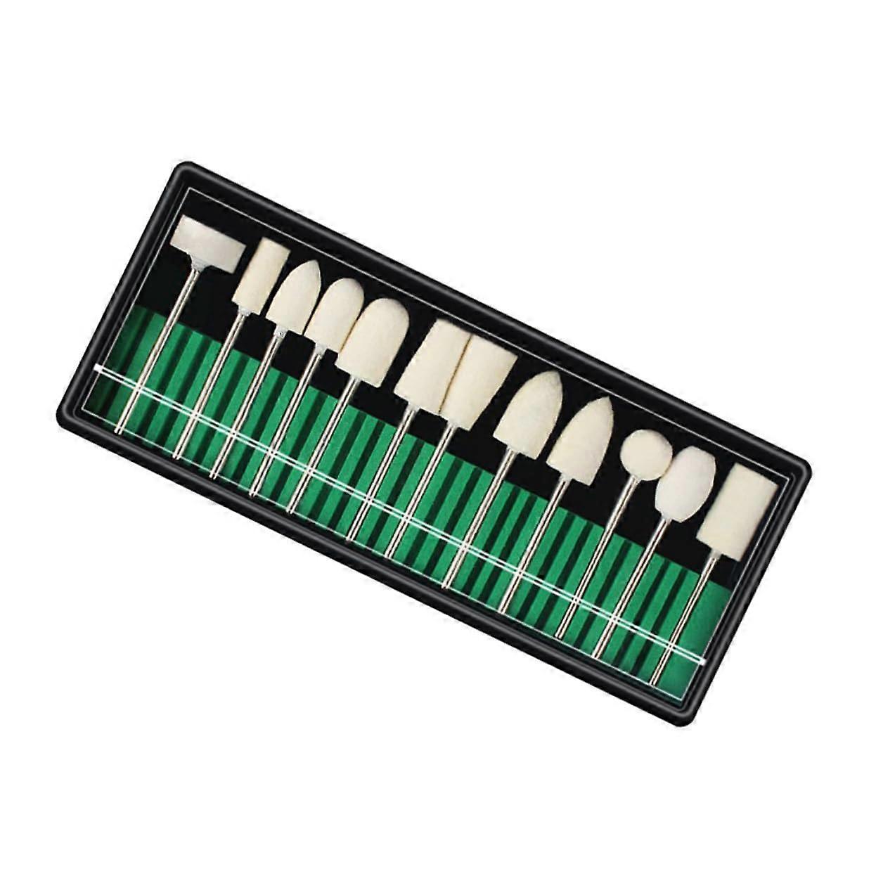 Nail Drill Bits Set for Beginners with Wool Polishing Tips, Precise Nail Shaping and Low Heat