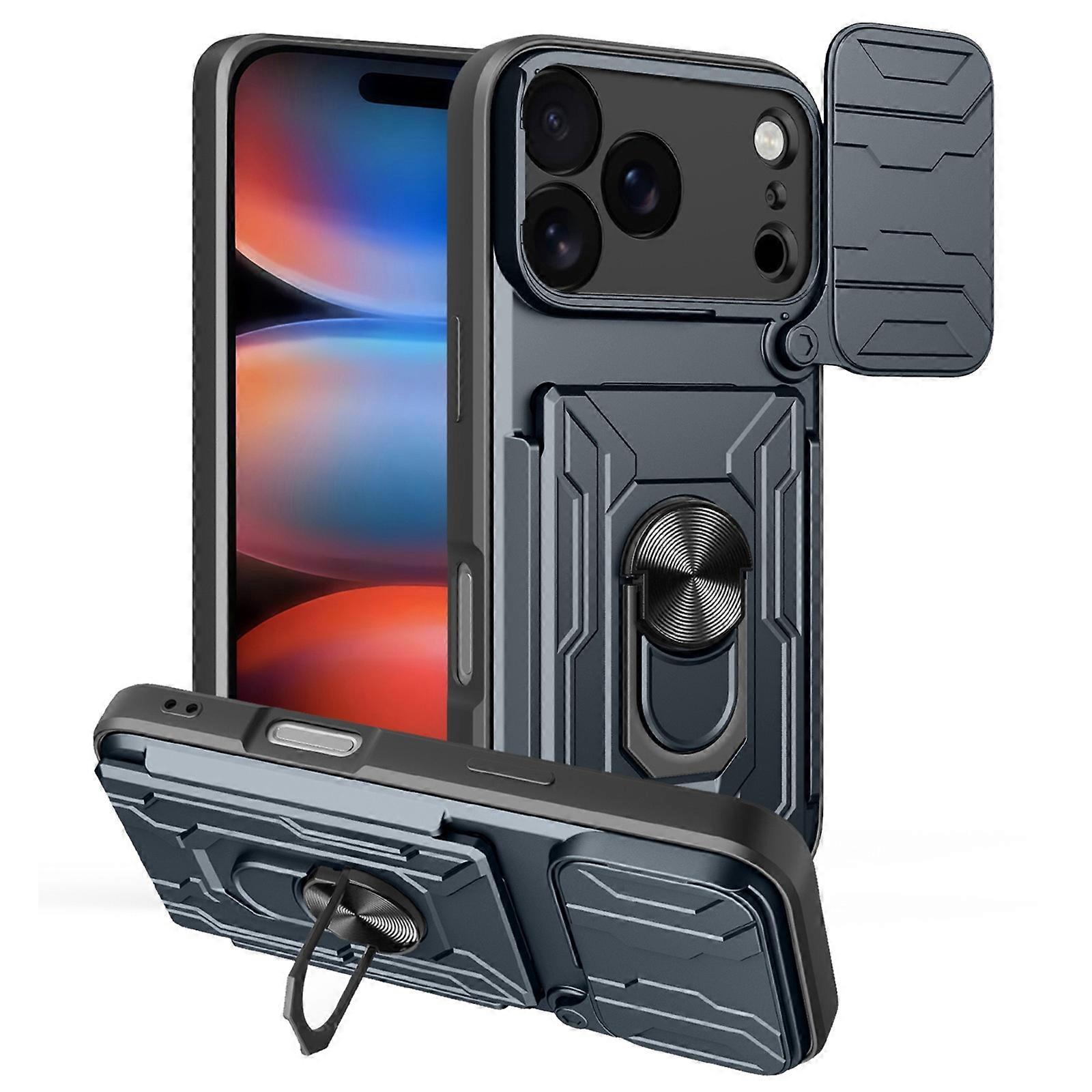 For iPhone 17 Pro Case PC + TPU Kickstand Phone Back Cover with Camera Slider