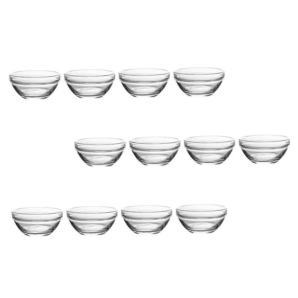 12Pcs Glass Dessert Bowls Heat Resistant Stackable Clear Serving Bowls for Pudding Salad Rice
