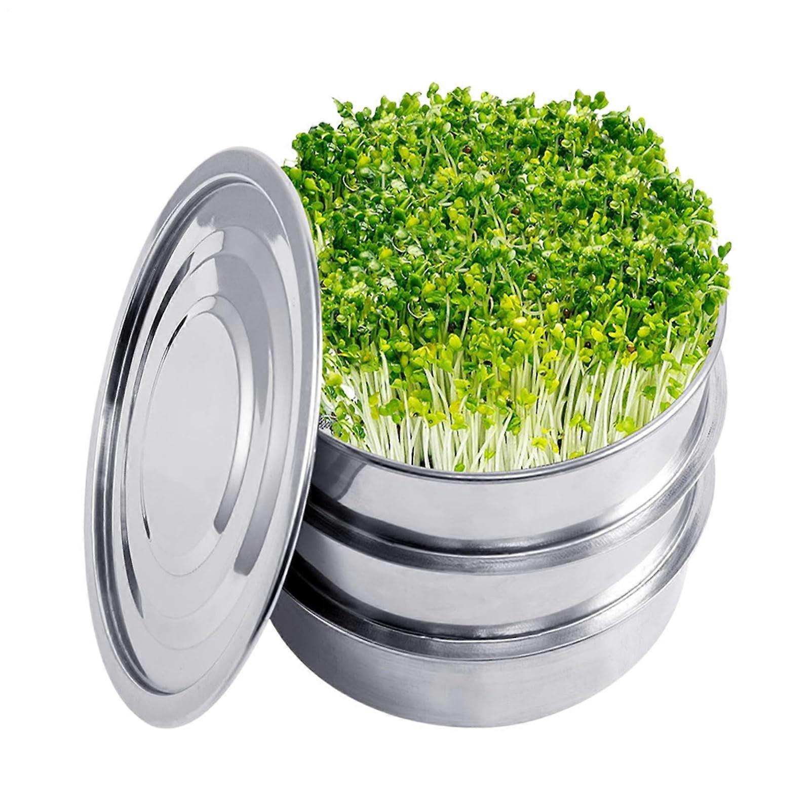 304 Stainless Steel Sprouting Kit, 3Tier Stackable Round Sprouting Trays for Easy Sunlight Placement