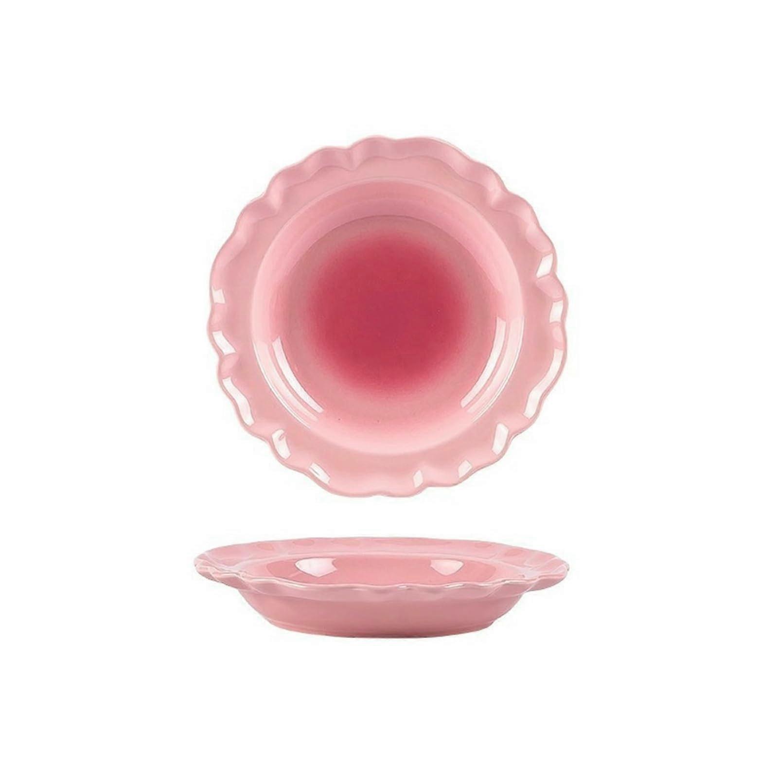 8 Inch Ceramic Petal Dinner Plate Microwave Dishwasher Safe Scratch Resistant  Temp