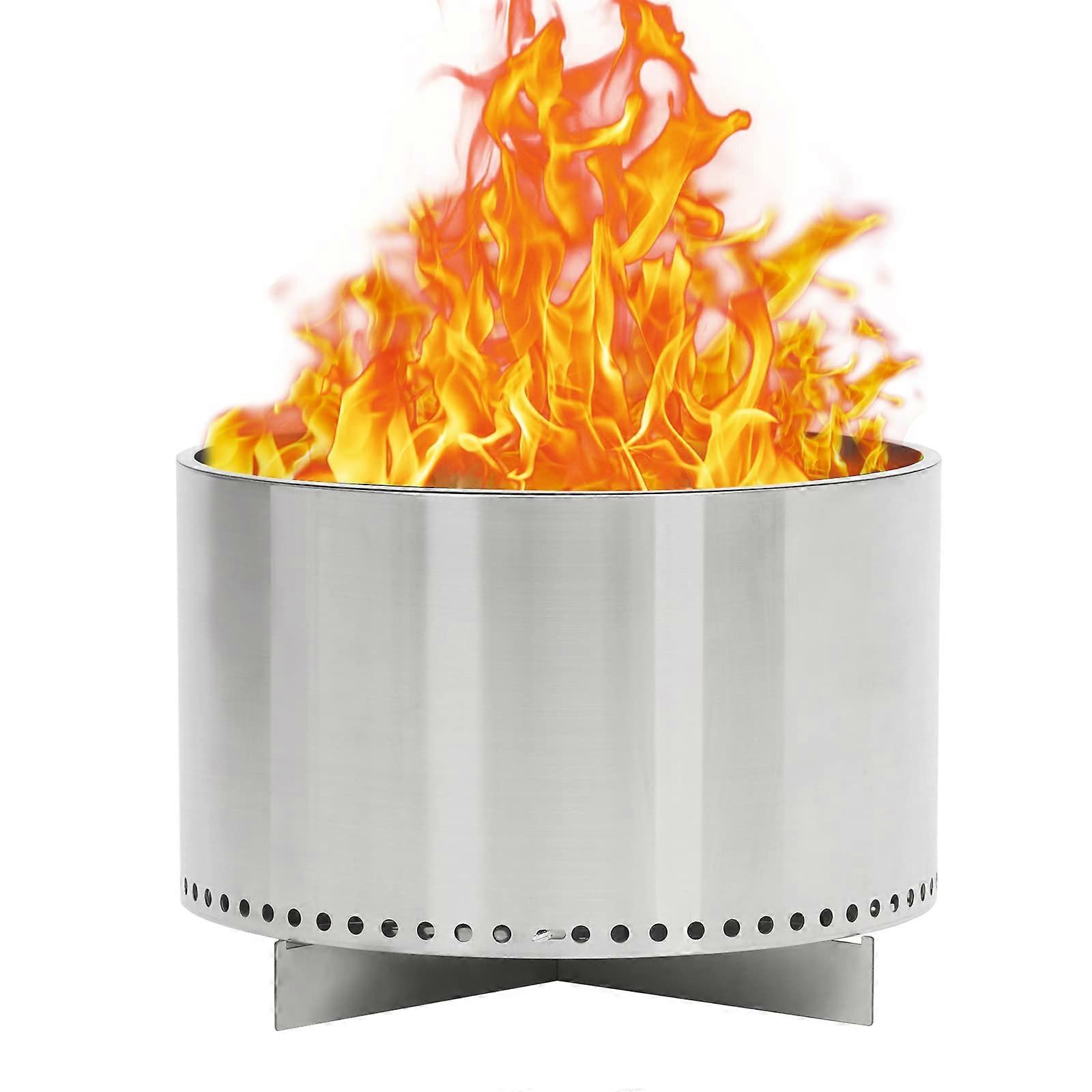 20.5' Stainless Steel Smokeless Fire Pit with Removable Ash Pan for Outdoor Camping