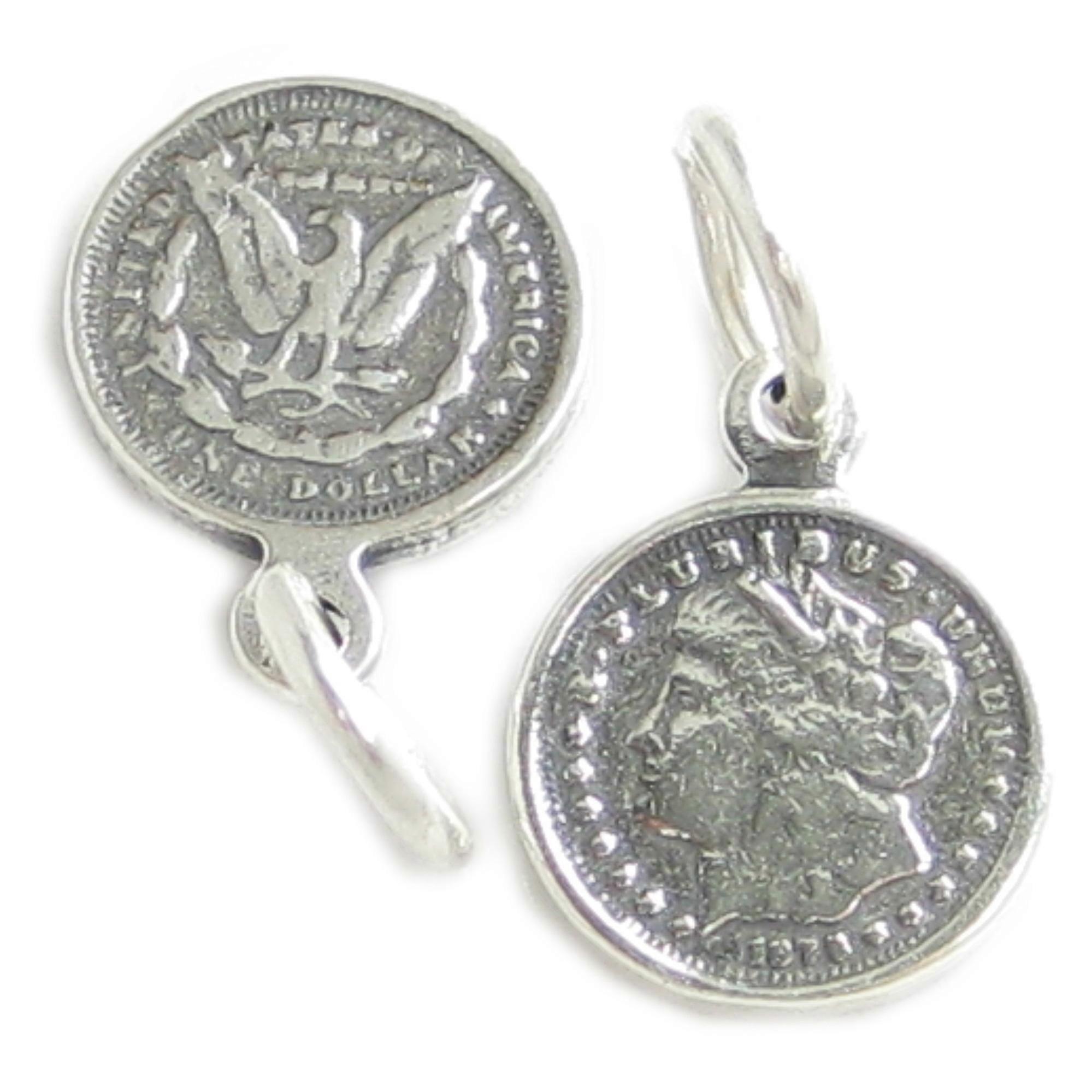 Morgan silver Dollar TINY sterling silver charm .925 x 1 Dollars charms
