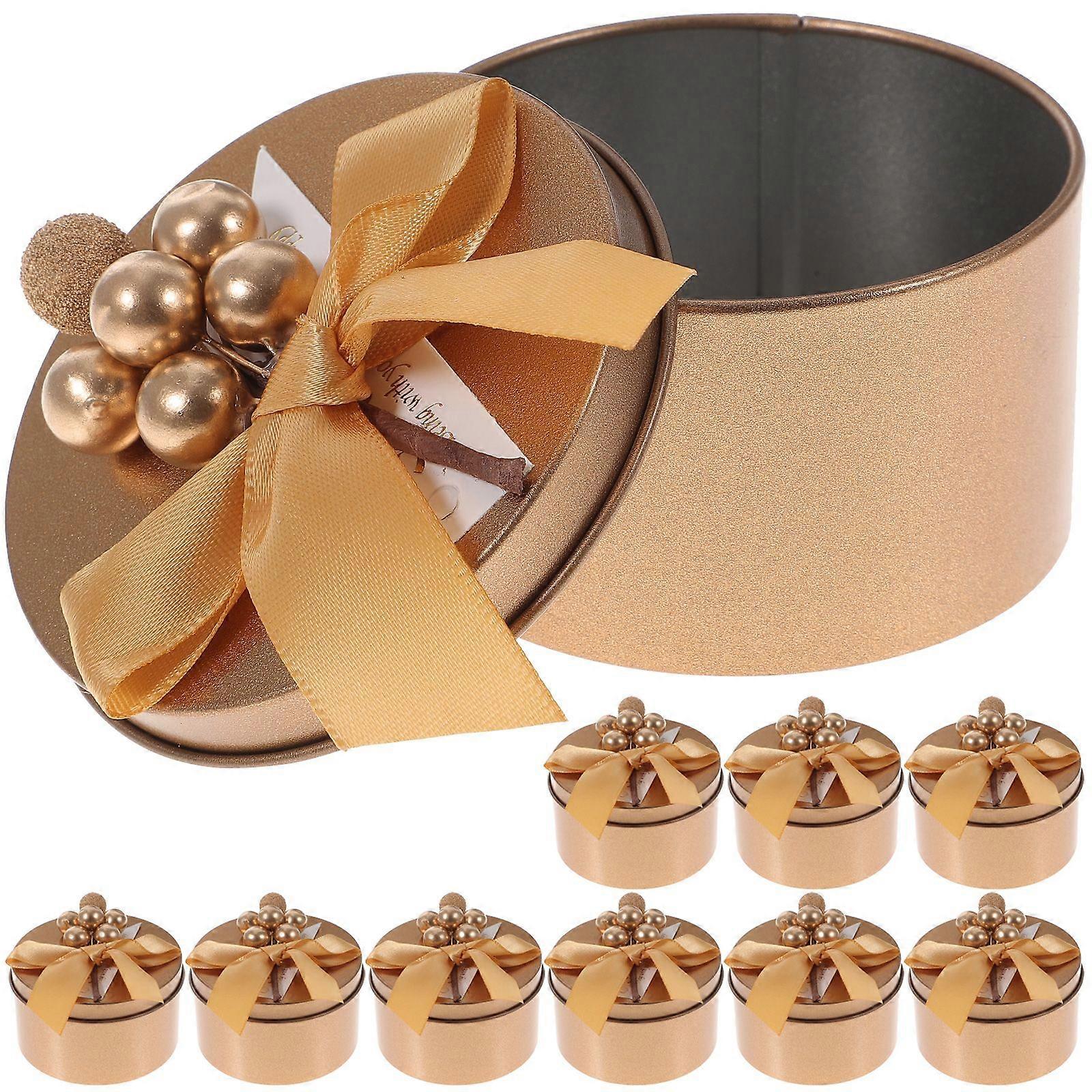 10Pcs Delicate Wedding Candy Boxes Birthday Candy Holder Tinplate Gift Container